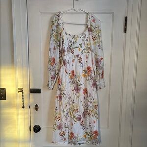 H&M White Floral Long Sleeve Dress